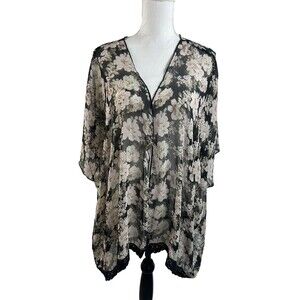 Mason + Mackenzie Sheer Neutral Granny Floral Kimono Size Med Boho Festival